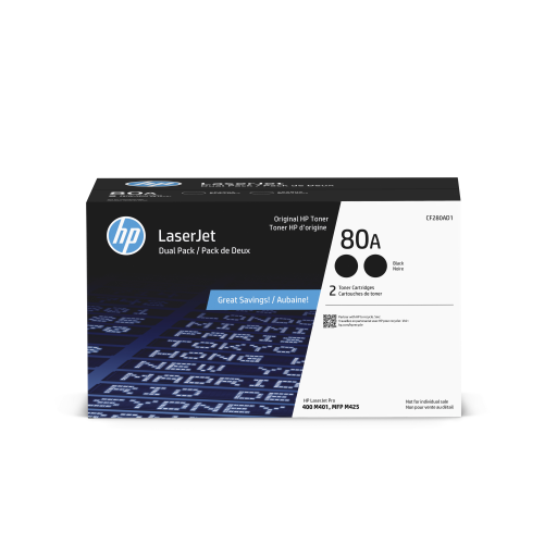 HP Cf280Ad1 Set (2) Of 80A Black Toner Cartridges
