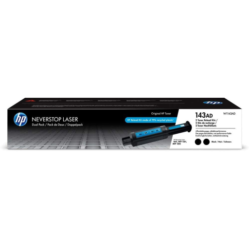HP 143Ad Pack of 2 Black Toner Reload Kit Neverstop Laser