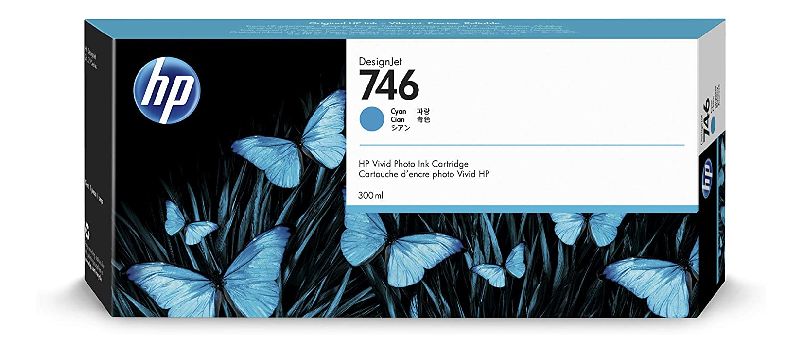 HP Cyan 746 Ink Cartridge, 300Ml P2V80A