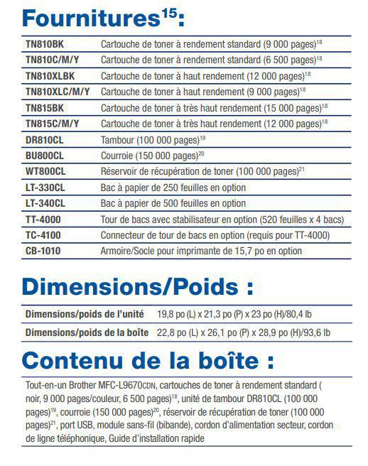 Brother MFCL9670CDN Imprimante multifonction laser couleur professionnelle-PG TECH