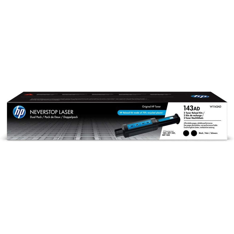 HP 143AD Pack de 2 Toner Noir Reload Kit Neverstop Laser