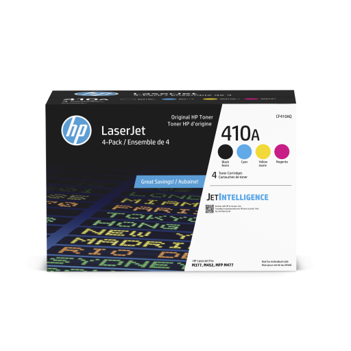 HP CF410AQ Original Black Cyan Magenta Yellow 410A Toner Cartridge Set (4)