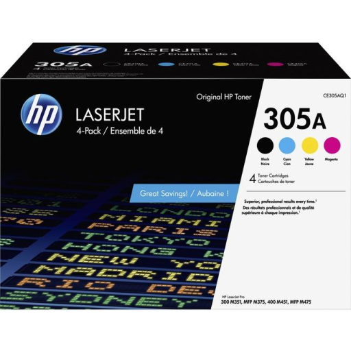 HP Ce305Aq1 Quartet Laserjet 305A Black Cyan Magenta Yellow