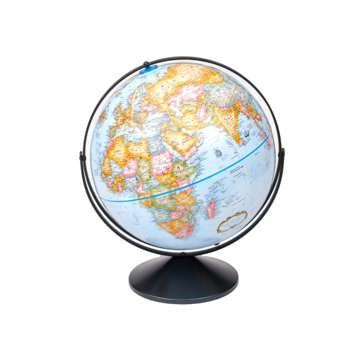 Replogle Globes - Globe Anglais Eureka 16"/40.5cm Méridien complet en métal noir Blue Ocean et base en métal