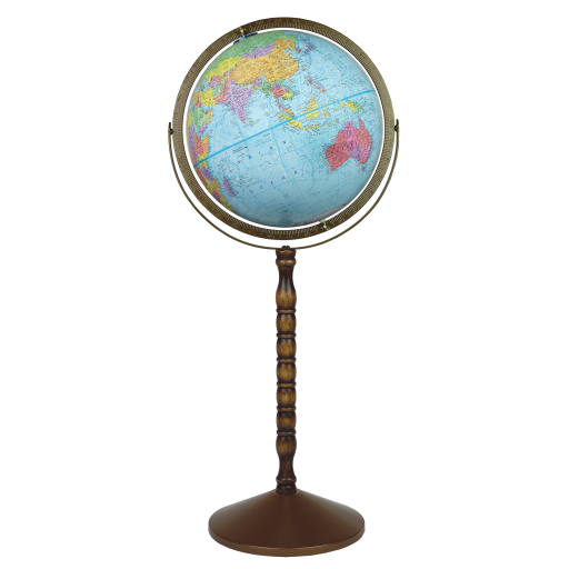 Replogle Globes - Globe Anglais Treasury Globe 12"/30cmMétal Océan Bleu et Méridien Complet