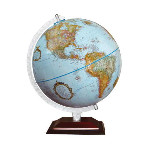Replogle Globes - Globe Anglais 12"/30cm Support en bois Océan Bleu et semi-méridien moulé sous pression
