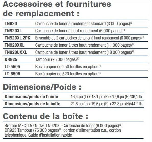 Brother MFCL5715DW Multifonctions Laser Monochrome ♥-PG TECH