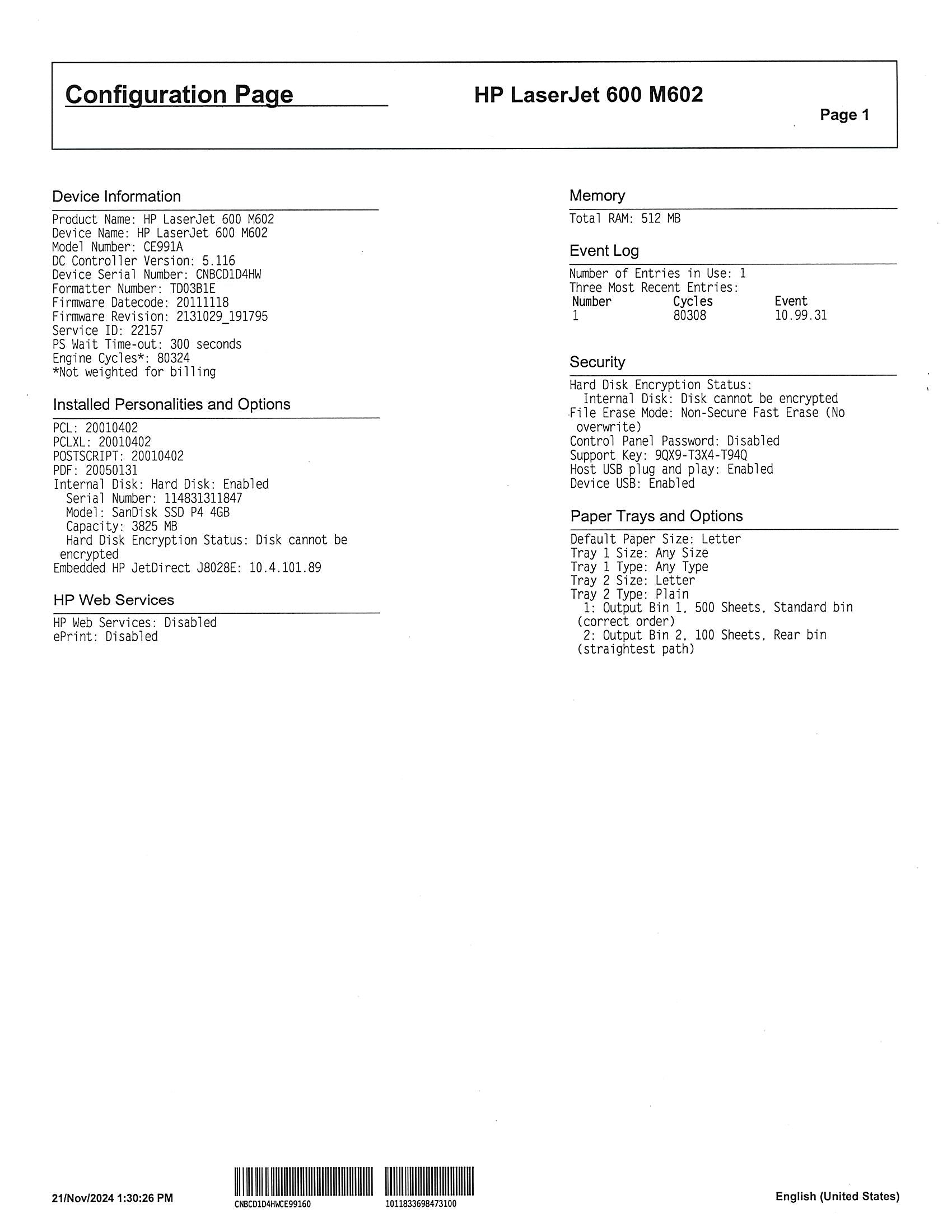 HP Laserjet M602n Remanufactured Monochrome Laser Printer