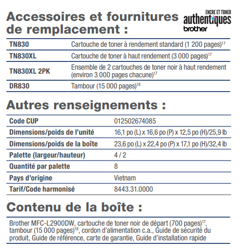 Brother MFC-L2900DW Imprimante laser monochrome avec fonctions de copie, de numérisation et de télécopie