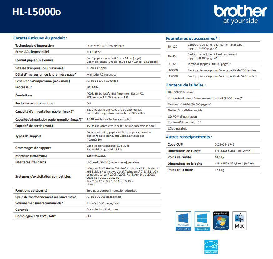 Brother HLL5000D Imprimante Laser Monochrome-PG TECH