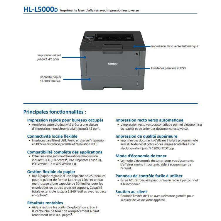 Brother HLL5000D Imprimante Laser Monochrome-PG TECH