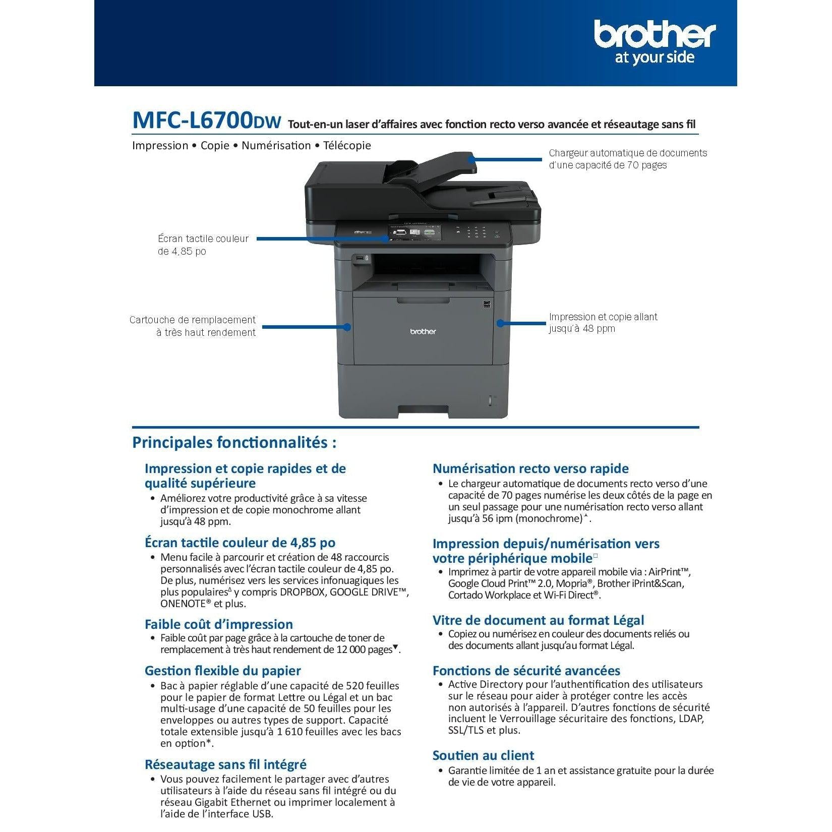 Brother MFCL6700DW Multifonctions Laser Monochrome-PG TECH