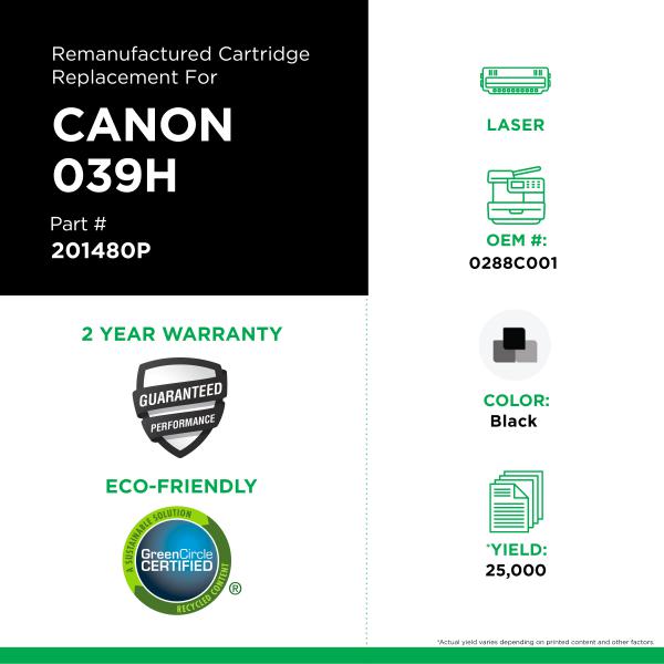 CIG Haut Rendement Toner Canon 039H (0288C001)-PG TECH