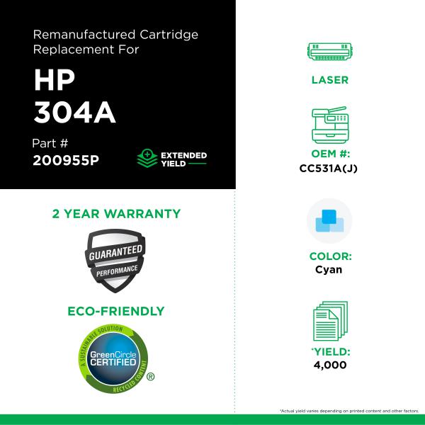 CIG Toner Cyan Haut Rendement HP (CC531A)-PG TECH