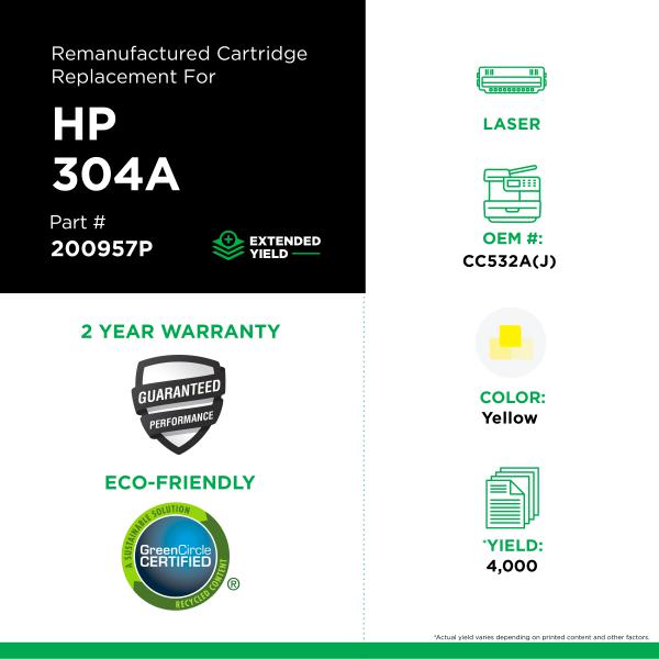 CIG Toner Jaune Haut Rendement HP CC532A-PG TECH