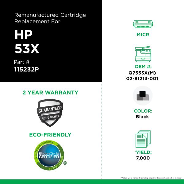 CIG Toner Haut Rendement MICR HP Q7553X (HP 53X), TROY 02-81213-001-PG TECH