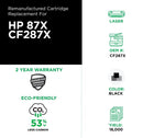 CIG Cartouche de Toner Noir Haut Rendement Remise à neuf HP CF287X (HP 87X)